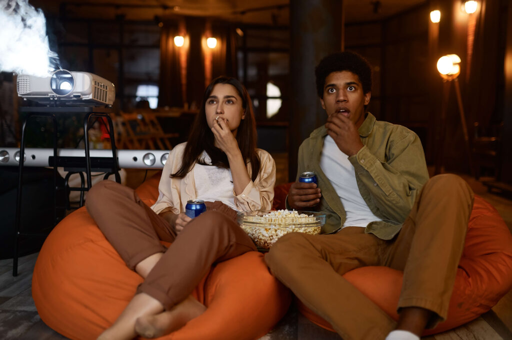 Cozy movie night date.