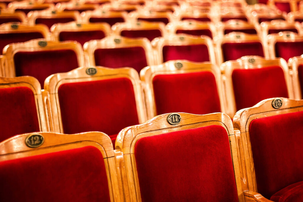 Audience seats in a theatre.